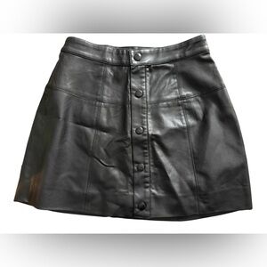 New Free People Faux Leather button up skirt women’s sz 2 black nwt lined